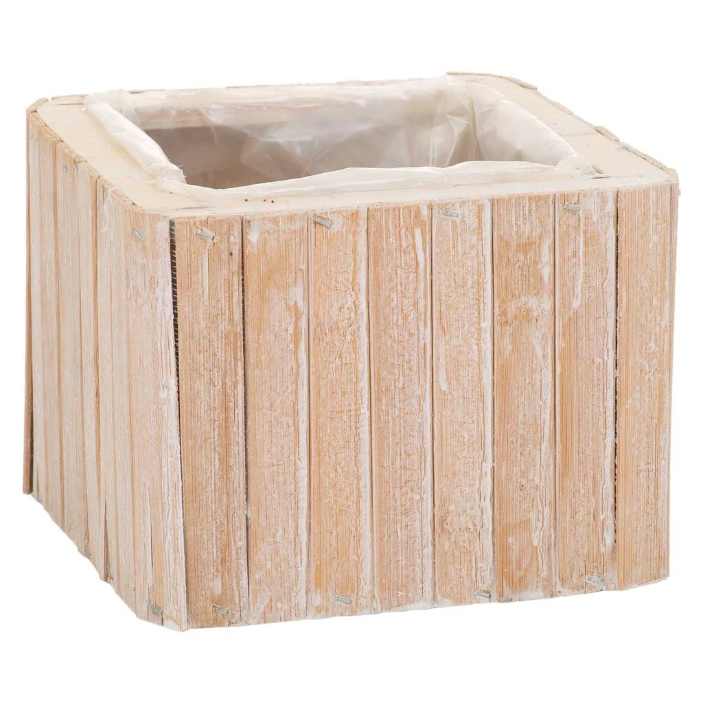 Cesto quadrato in legno marrone 14,5x14,5x11h