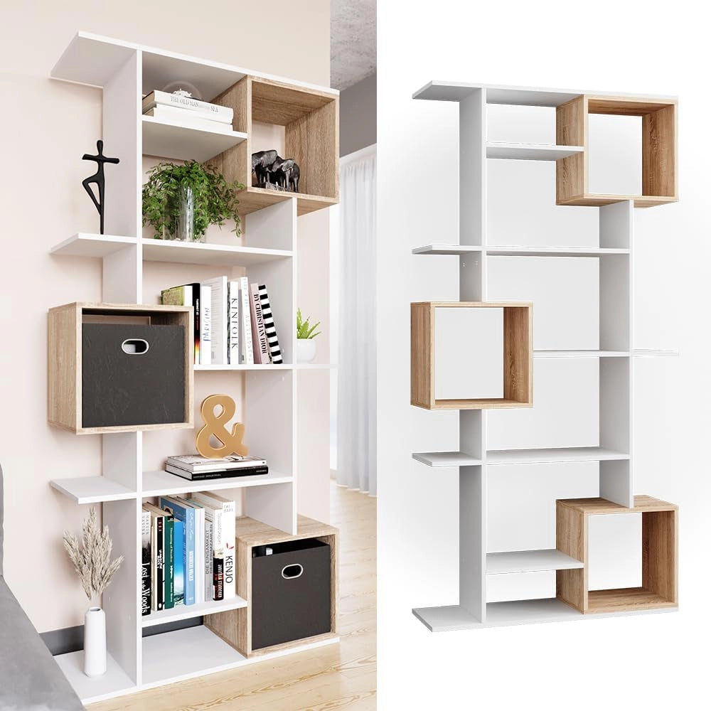 Scaffale Cube, Bianco/Sonoma, 92 x 187.7 cm, per una suddivisione flessibile degli spazi e una conservazione aperta