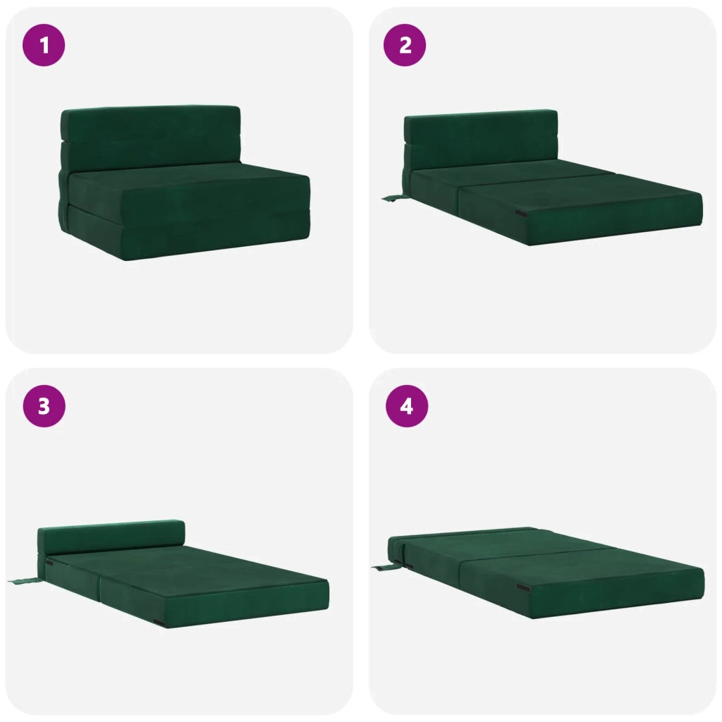 Divano Letto Pieghevole Verde Scuro 70 x 72 x 60 cm Tessuto 900077