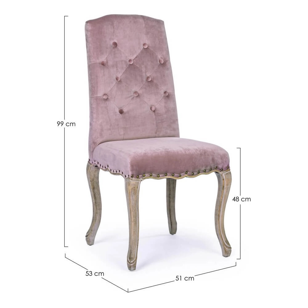 Set di 2 Sedie Imbottite Stile Classico con Schienale Capitonné - CAMILLA