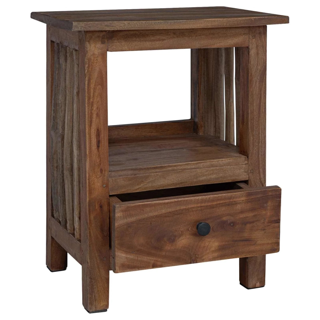 Comodino Marrone 30 x 30 x 47 cm Legno Recuperato Massello