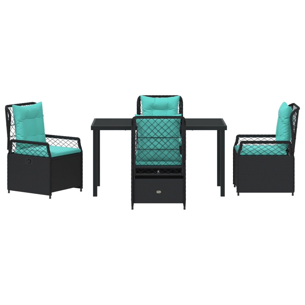 Set da Pranzo da Giardino di 5 Pezzi Nero Poly Rattan