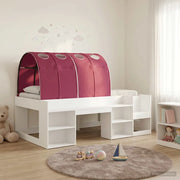 Letto alto per bambini con storage Bianco e Rosso