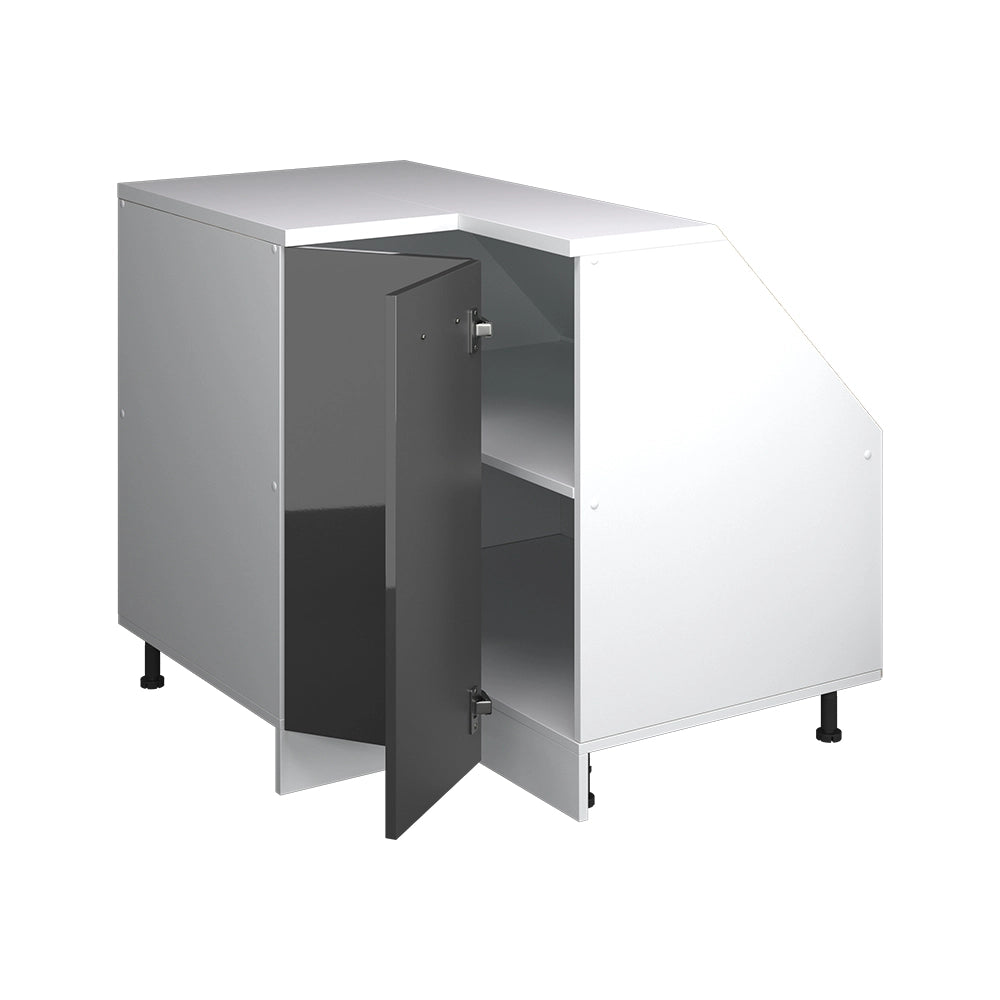 Mobile cucina angolare per sottotetto R-Line Antracite lucido/Bianco 75.6 cm con 1 porta, carcassa dell’armadio profondità 60 cm Vicco