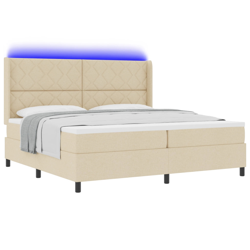 Letto con Materasso & LED crema 200x200 cm in Tessuto