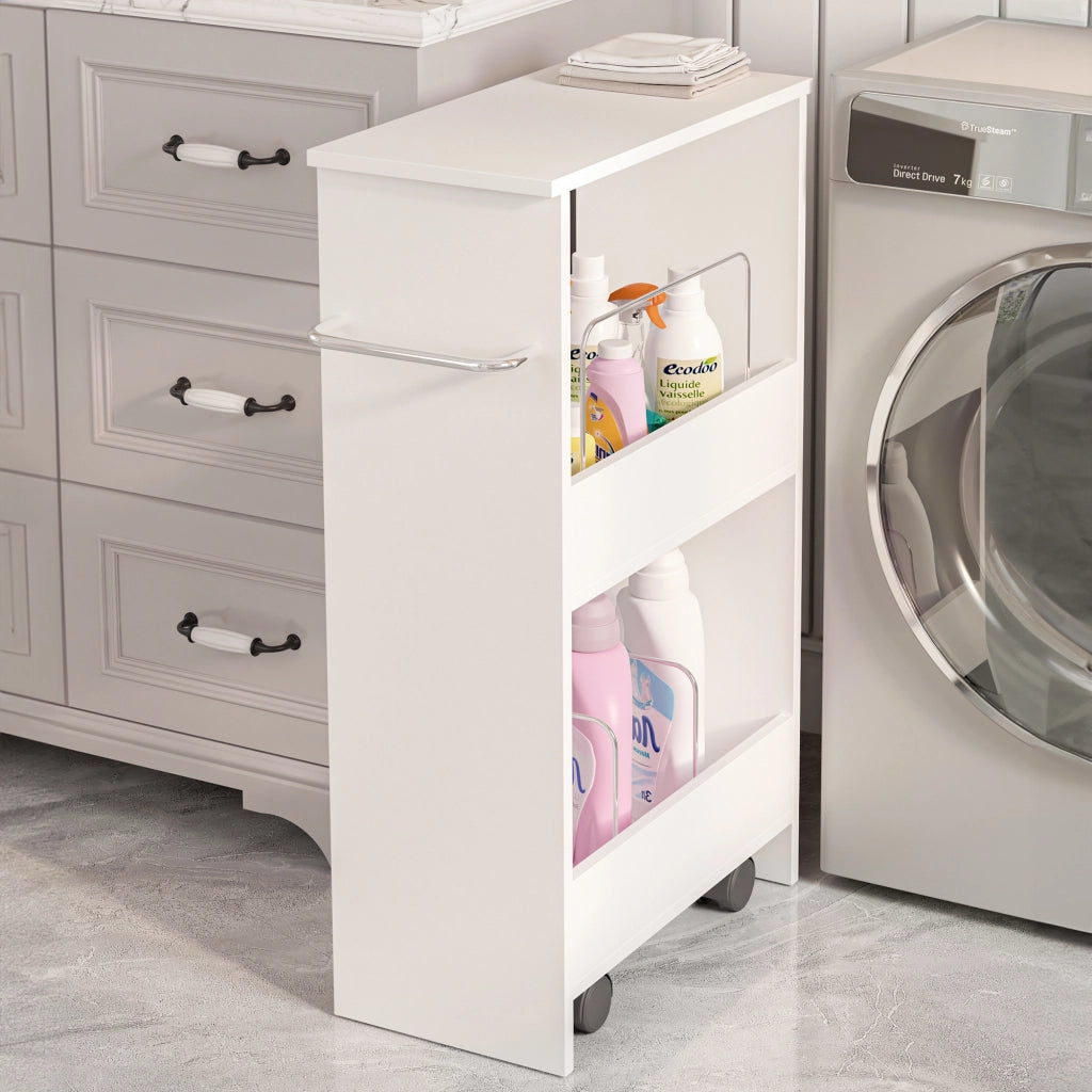 Carrello da Cucina Katra a Ruote con Ripiani 67 x 40 x 20 cm - Bianco [en.casa]