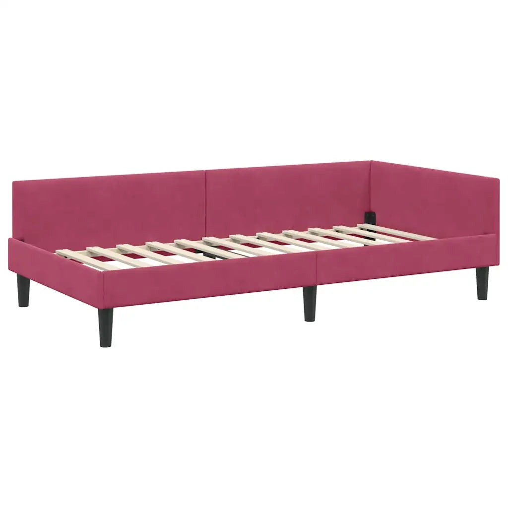 vidaXL Struttura del letto ad angolo Rosso vino 90 x 190 cm