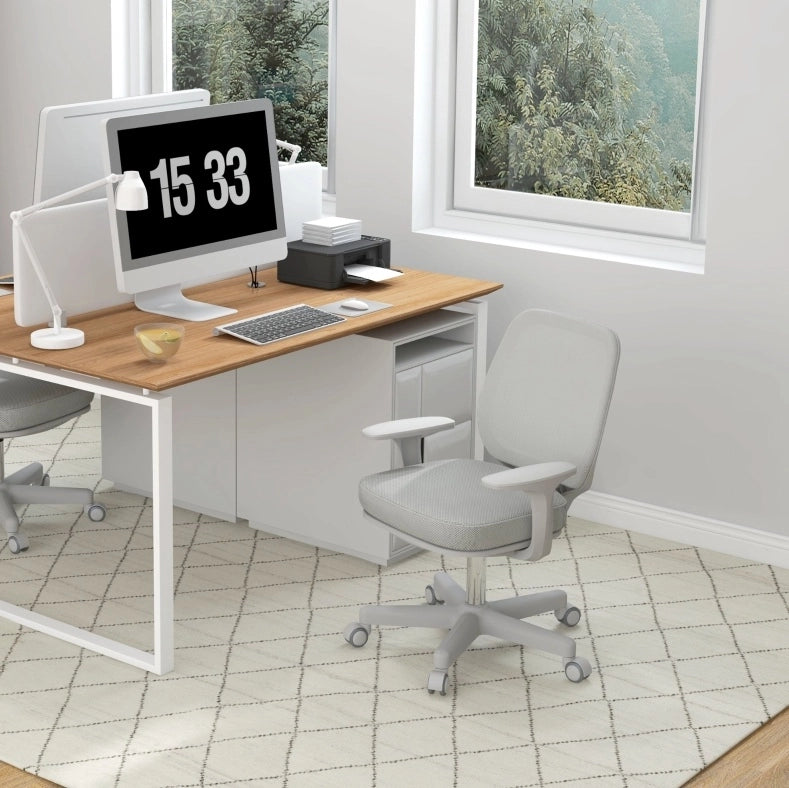 Sedia da ufficio ergonomica girevole grigia regolabile