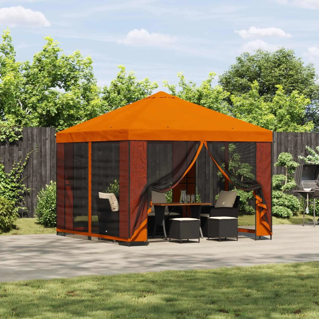 Gazebo da giardino con pareti laterali 3 x 3 m Arancione