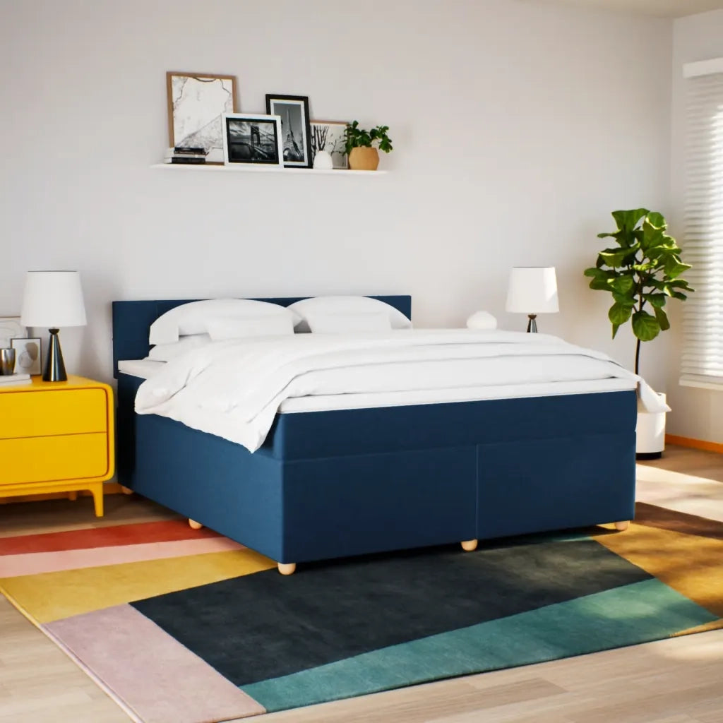 Giroletto a Molle con Materasso Blu 180x200 cm in Tessuto