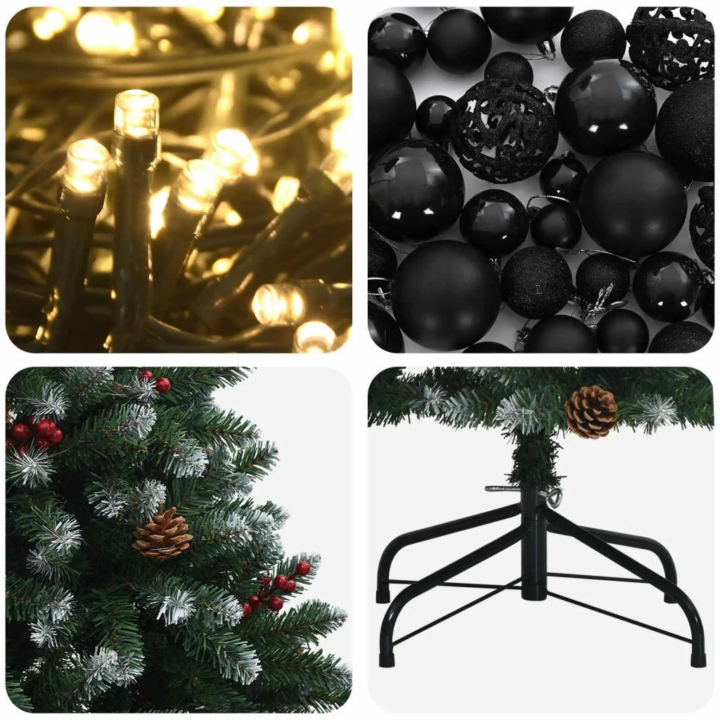 Albero di Natale artificiale verde con palline 210 cm 300 LED 3466466