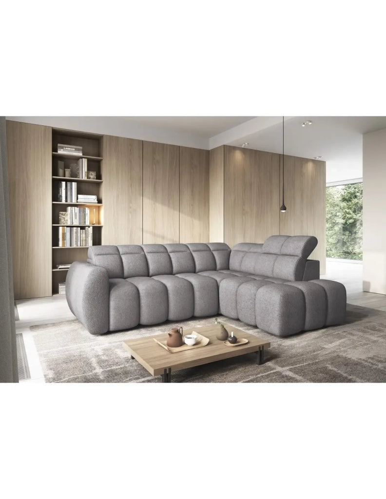 Divano ad angolo elettrico RONDA 4 posti grigio – angolo destro – versione 2