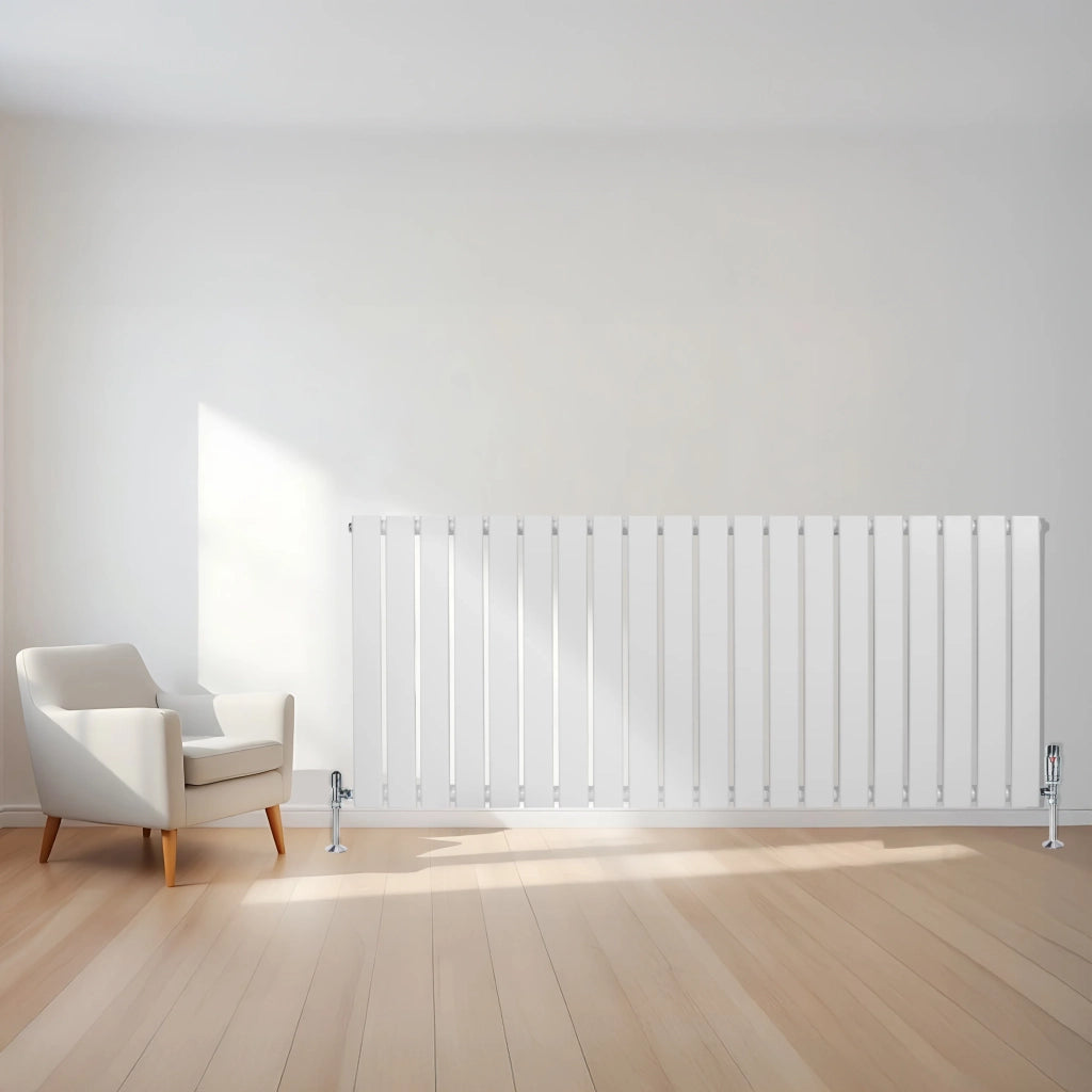 Radiatore Orizzontale 600 x 1400 mm con Valvole TRV Bianco