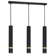 Lampada a sospensione Reno 3 tubi nero/oro 60cm GU10 Luminex