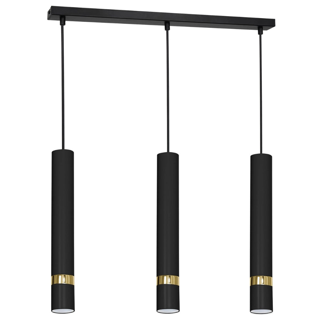 Lampada a sospensione Reno 3 tubi nero/oro 60cm GU10 Luminex