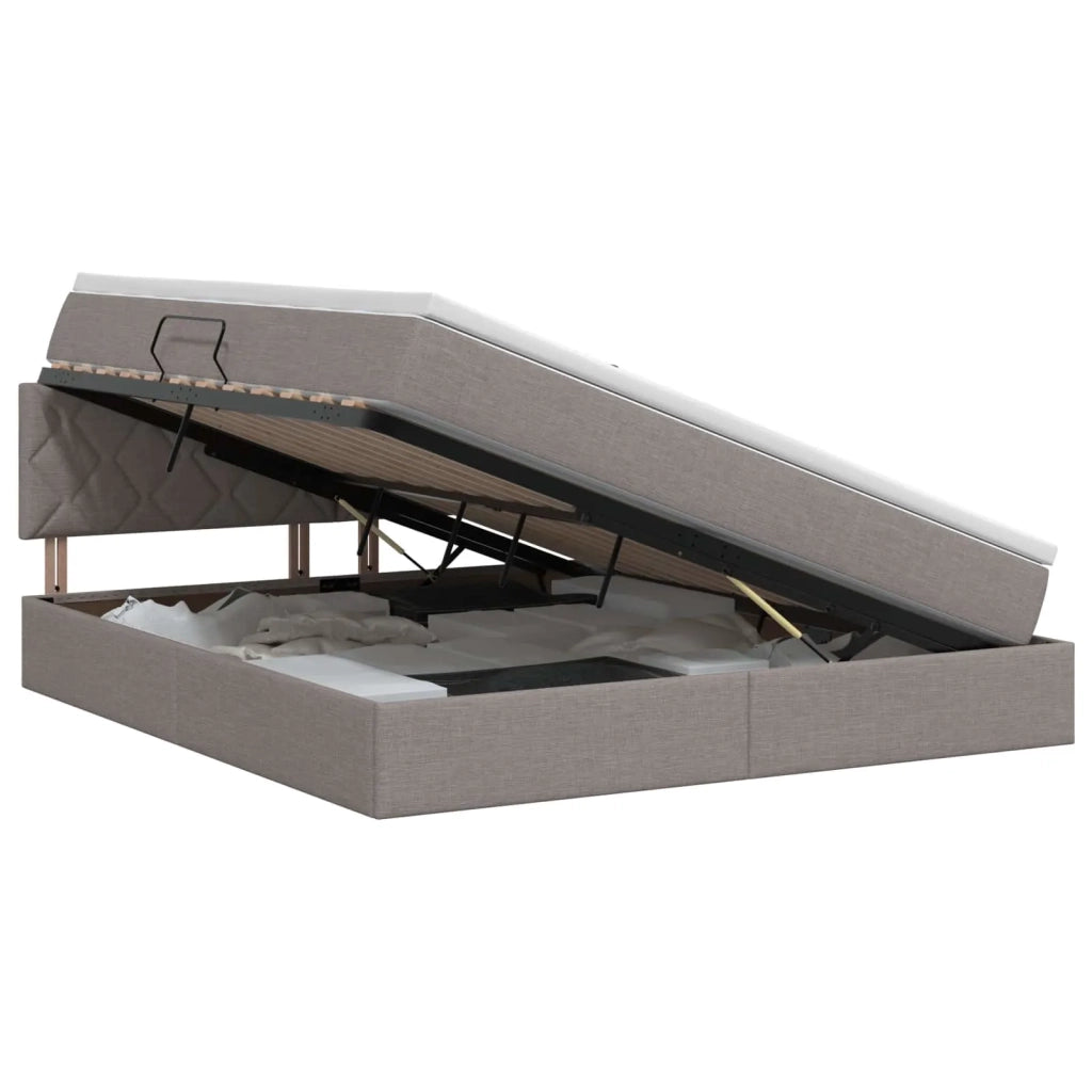 Letto con contenitore e materasso Tortora 140 x 200 cm Velluto 3458691