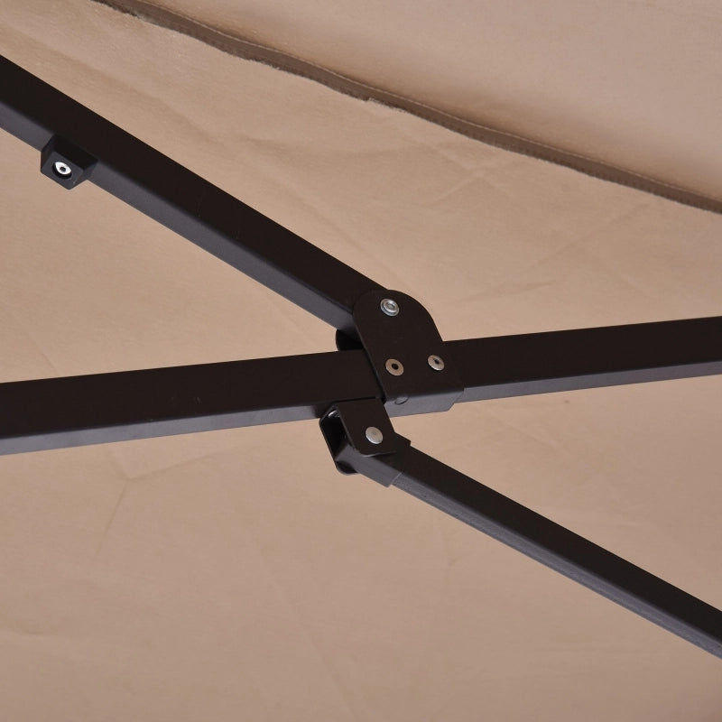 Doppio parasole ovale da mercato 460 x 270 x 240 cm con manovella colore caffè chiaro perfetto per giardino e terrazza