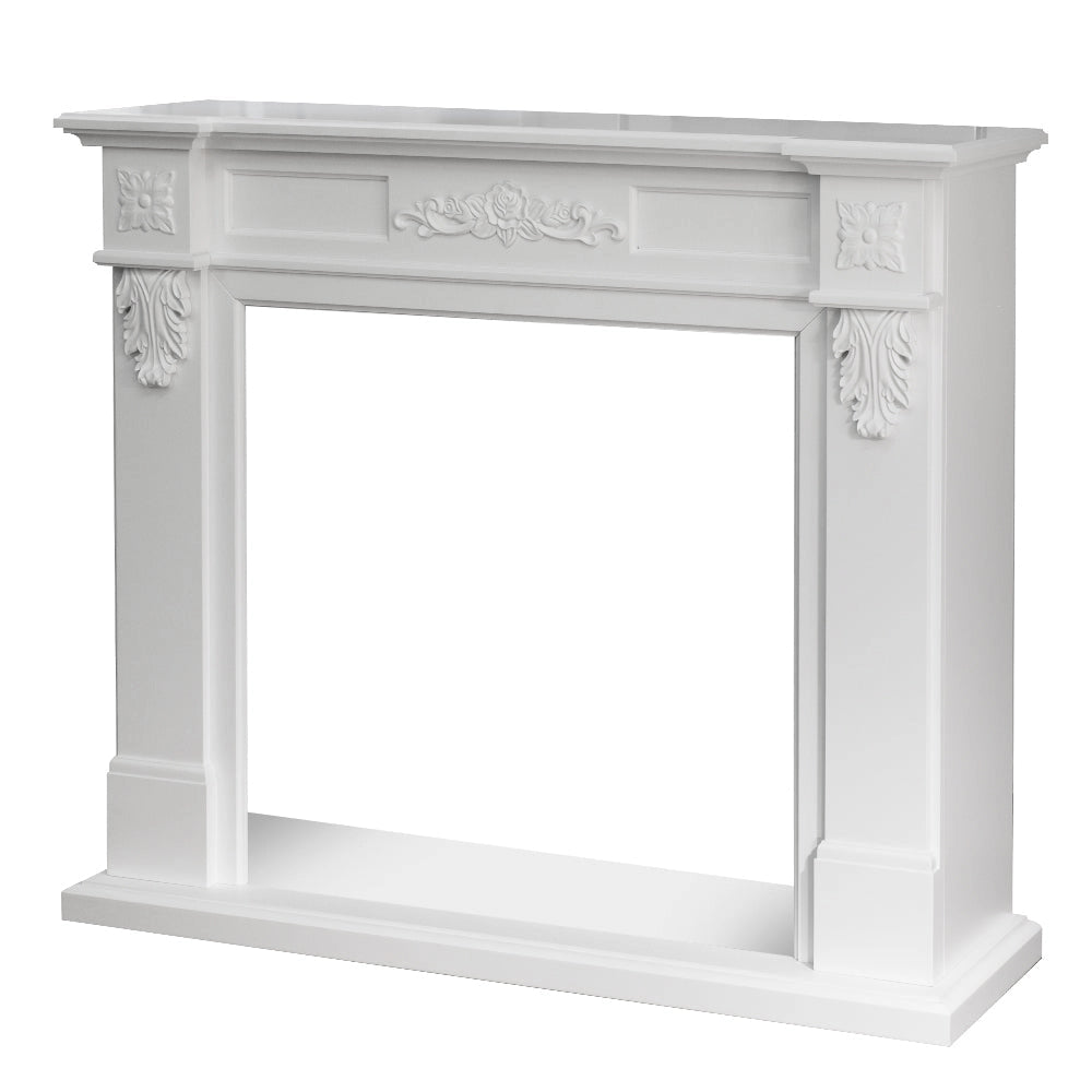 Cornice per Camino 121x38x108 cm Truman Rivestimento in Legno Bianco