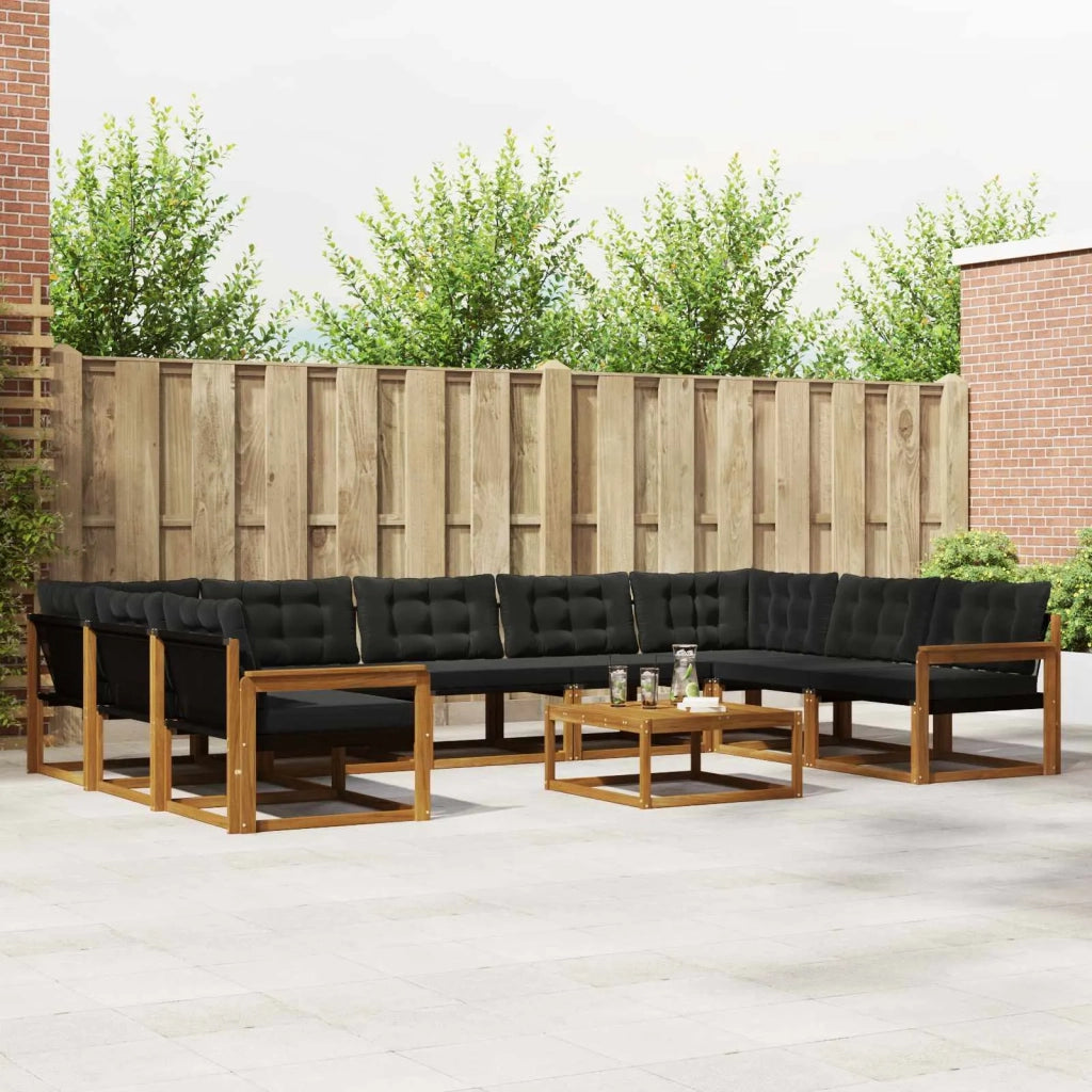 Set di divani da esterno con cuscino 10 pcs Naturale e Nero 3369859