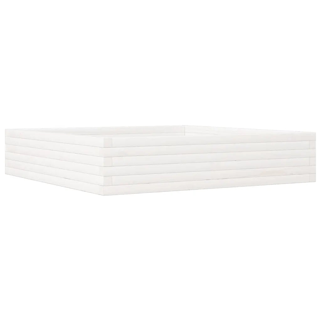 Fioriera da Giardino-Vaso da Esterno Bianca 110x110x23cm Legno Massello di Pino