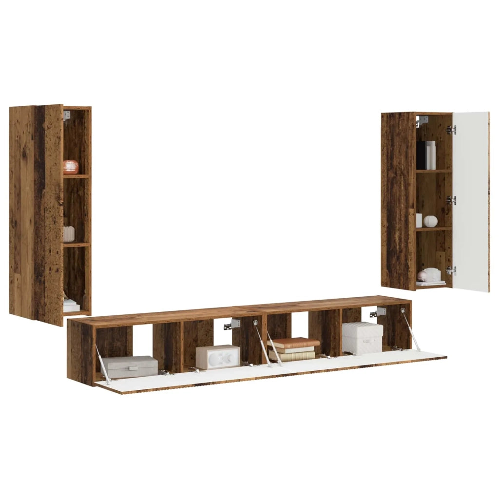 Set di Mobiletto da TV a Parete 4 pz-Credenza per TV sospesa 29,5 x 31 x 100 cm
