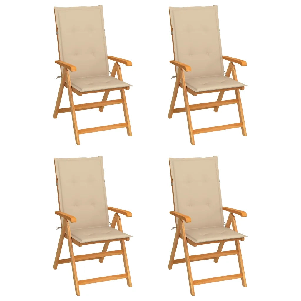 Sedie da Giardino 4 pz con Cuscini Beige Massello di Teak cod mxl 7231
