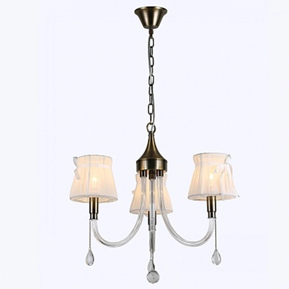 Trade Shop - Lampadario Classico Bronzo Bianco A 3 Bracci Lampada Da Soffitto A Sospensione 92402 -