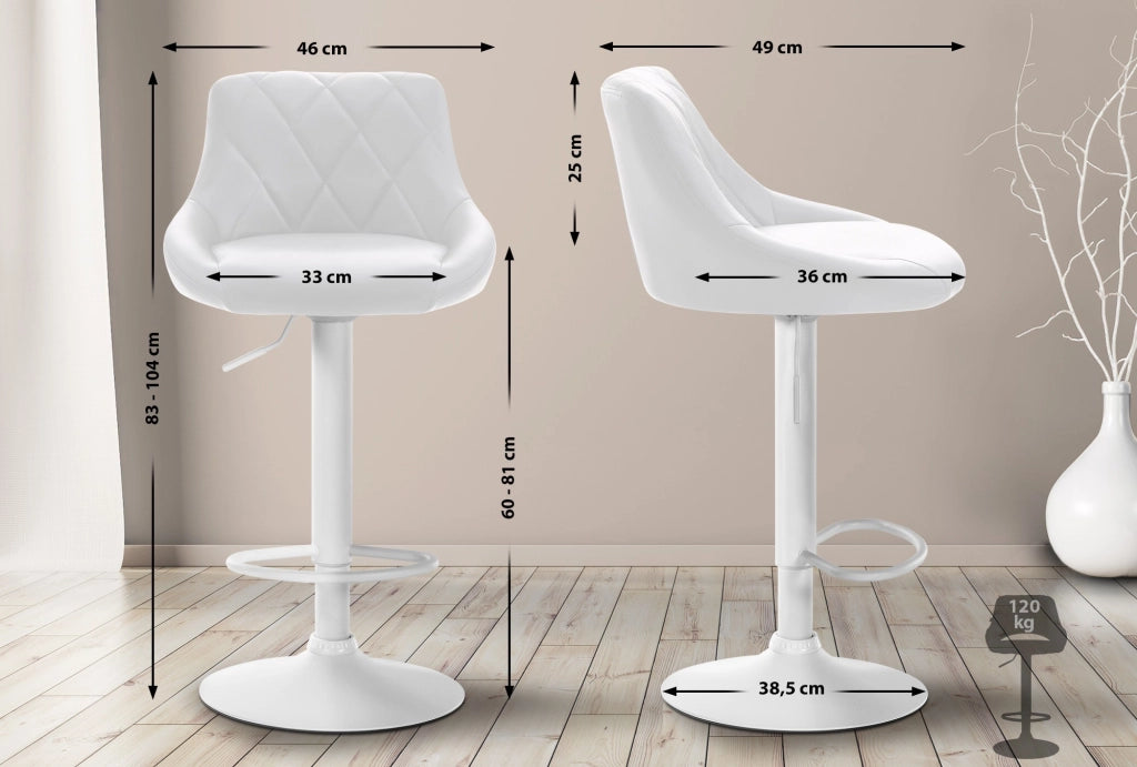 Sgabello Lazio in similpelle bianco,bianco