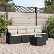Set Divani da Giardino 5 pz con Cuscini in Polyrattan Nero 3252223