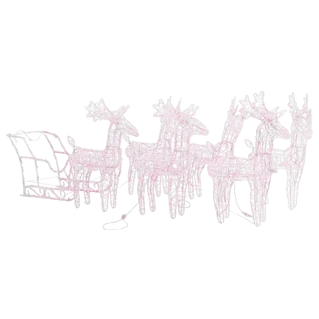 Decorazione Natalizia Renne e Slitta 280x28x55 cm in Acrilico 328524
