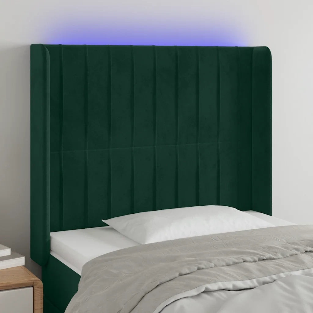 Testiera | Testata a LED Verde Scuro 83x16x118/128 cm in Velluto