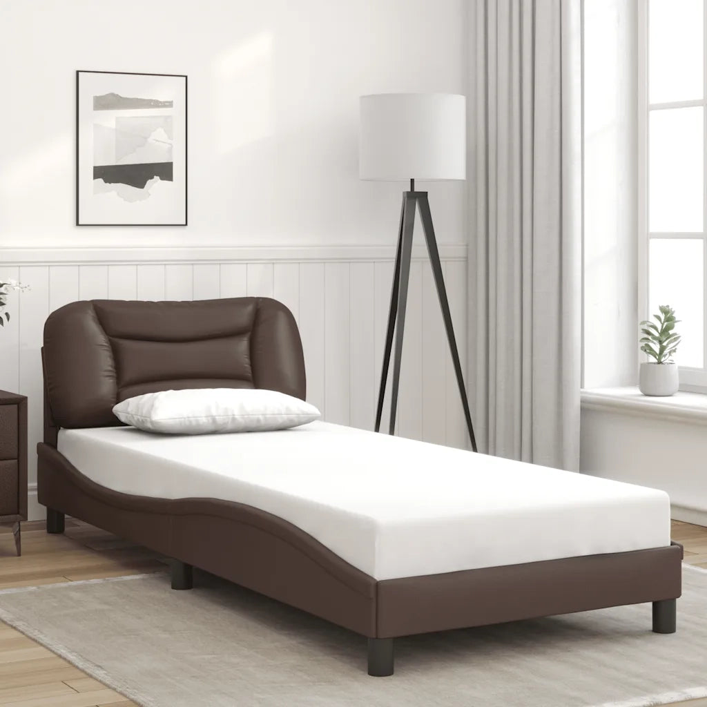 Giroletto senza Materasso-Struttura Letto Hvar Marrone 90x200 cm in Similpelle