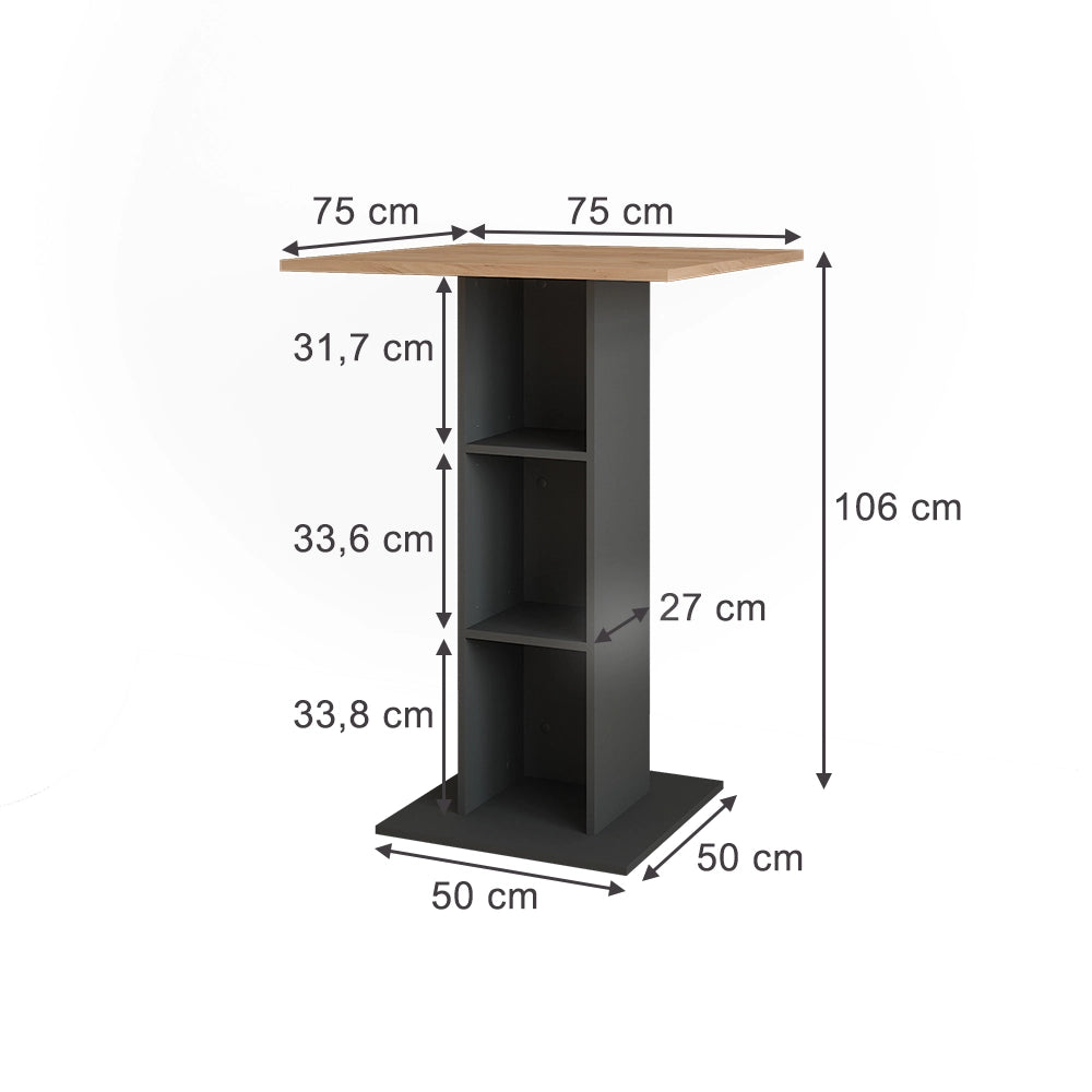 Vicco Tavolo da bar Quercia dorata/antracite 75 x 75 cm