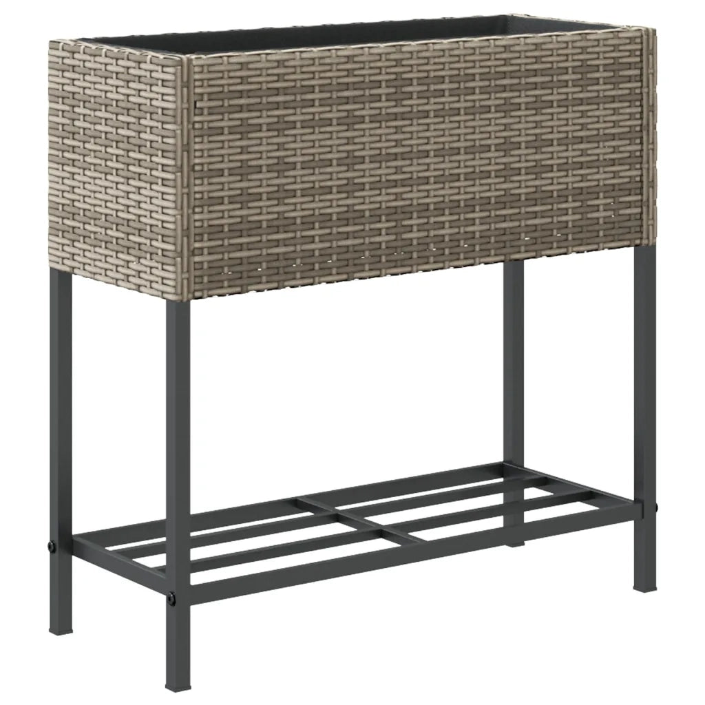 vidaXL Fioriere Giardino con Ripiani 2pz Grigie 70x28x70cm Polyrattan