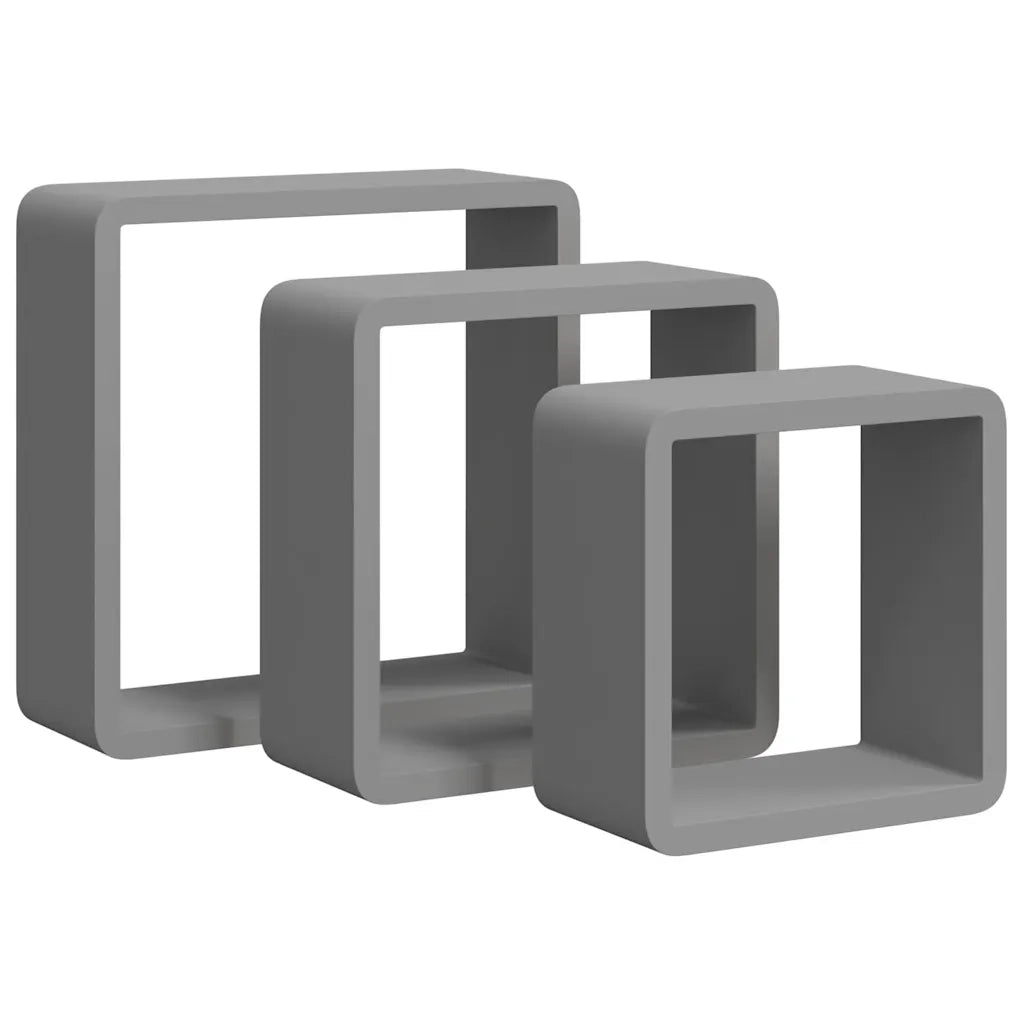 Mensole a Cubo da Parete 3 pz Grigie in MDF cod mxl 69830