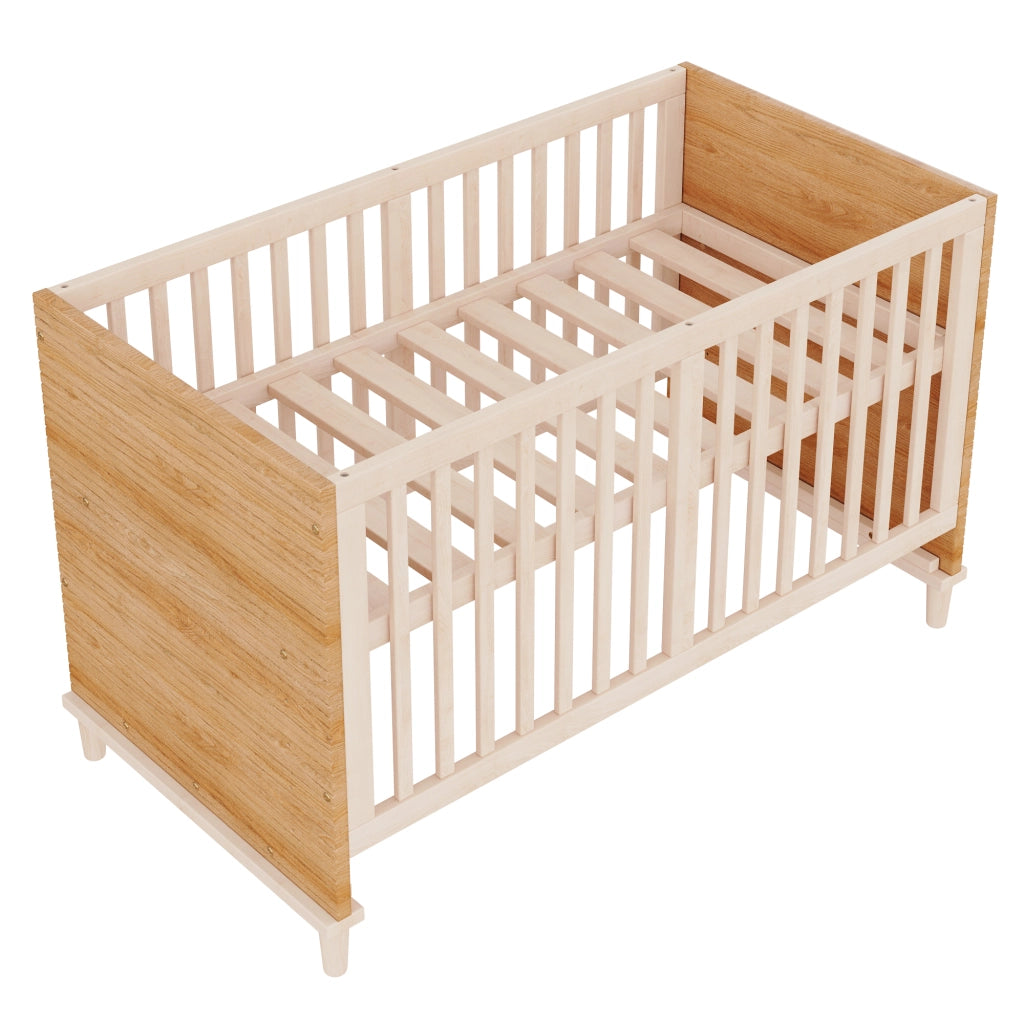 Letto per bambini 70 × 140 cm con rete regolabile in 5 altezze, senza materasso, in legno massiccio, naturale