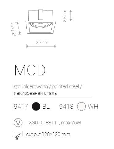 Faretto incasso LED Nowodvorski Downlight bianco quadrato 9413