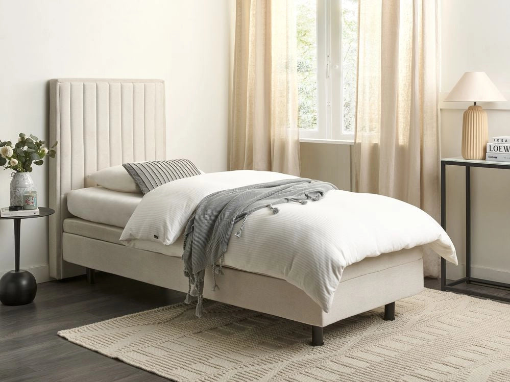 Letto Tessuto Beige chiaro Elettrico Regolabile con Telecomando 80 x 200 cm