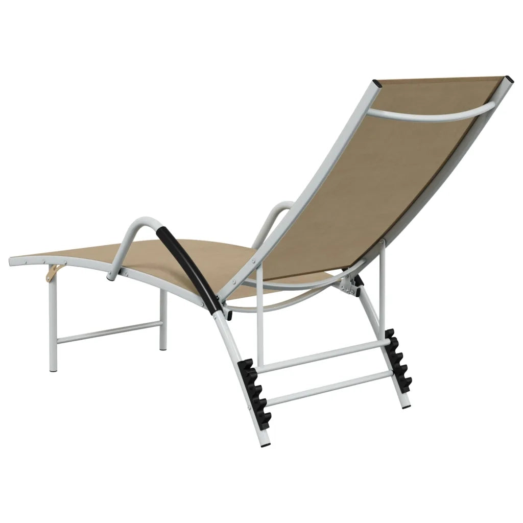 Lettino Prendisole in Textilene e Alluminio Crema 310522