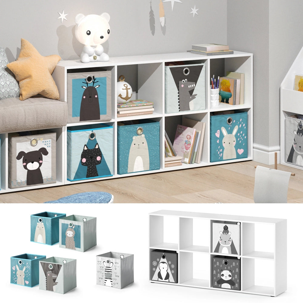 Vicco Libreria bambini Bianco 143 x 72 cm con 8 scatole pieghevoli