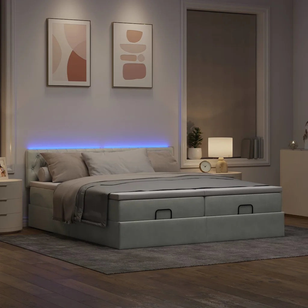 Struttura Letto Pouf con Materassi 200x200 cm Velluto 3312947