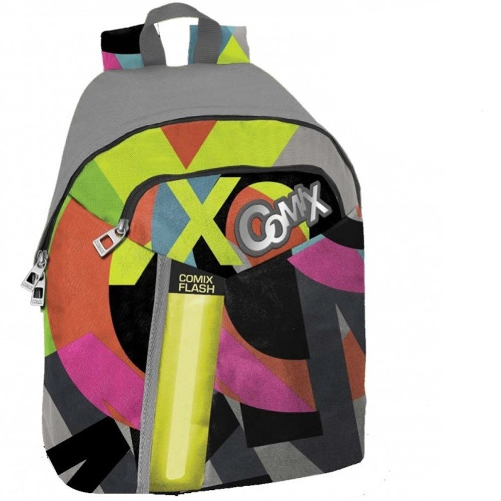 Trade Shop - Zaino Americano Comix Flash Per Scuola Media Colore Grigio Fluo Con Doppia Tasca -