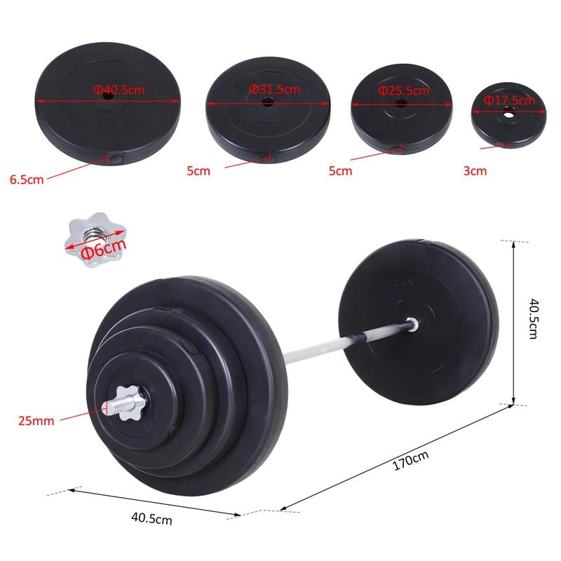 SET BILANCIERE 170 CM IN FERRO ZIGRINATO CON 8 DISCHI PESO REGOLABILE 70 KG