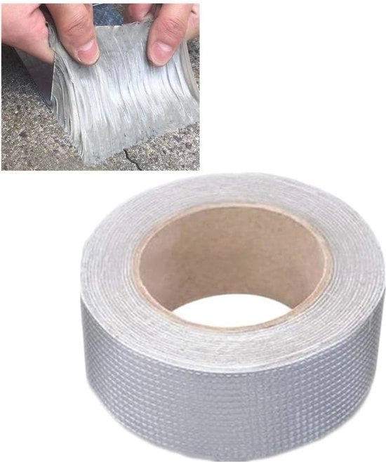 Tappetino di alluminio con nastro di gomma butilico idrorepellente per riparazioni, isolamento di dadi, fessurazione, bordi di finestre e tubi (50mm*5m)
