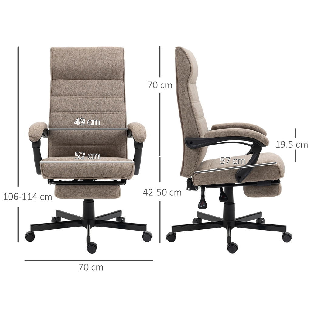 SEDIA DA UFFICIO CON ALTEZZA REGOLABILE, POGGIAPIEDI INCLUSO E SEDUTA IMBOTTITA, 68X67X106-114 CM, MARRONE