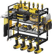 Fort W-1701 4 Livelli 40cm Dimensione Media Regolabarre in Metallo Garage Organizzatore per Falegnameria con 4 Presse-aeree, 4 Orecchioni per Trapano e 4 Alloggiamenti per Batterie da 12V