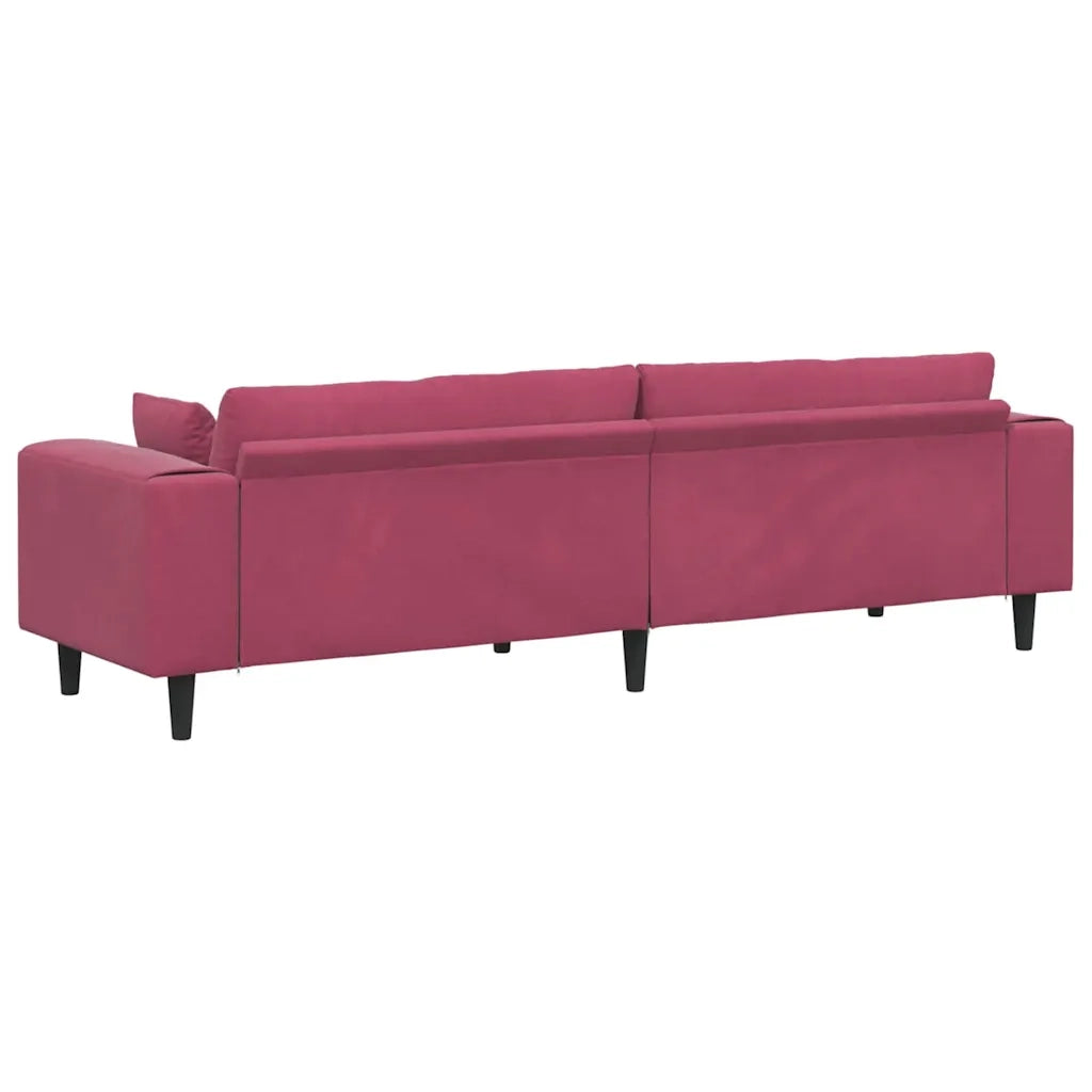 vidaXL Divano in Velluto con cuscino Rosso Vino 208 cm Velluto