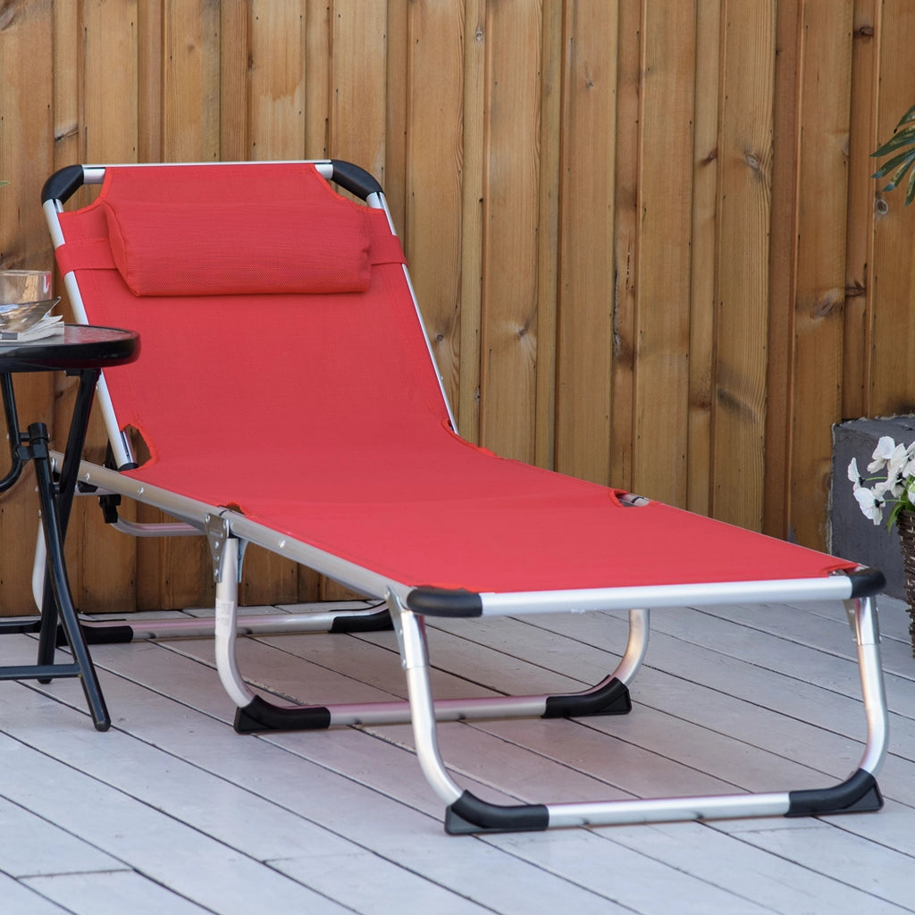 Lettino da giardino pieghevole con cuscino ¨C zephmum ¨C 4 posizioni schienale regolabile, 120 kg, rosso
