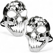 Set di maschere da Halloween a forma di teschio - 2 pezzi - Costumi horror - Maschere in plastica - Accessori per feste - Superficie metallic - Maschere horror