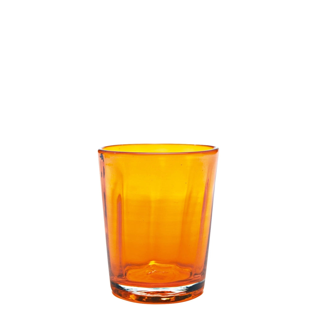 Zafferano Set 6 Bicchieri Tumbler Serie Bei Colore Arancione in Vetro Soffiato a Mano Volante Alta Qualità Artigianale per Tavola Elegante